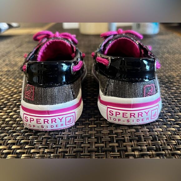 SPERRY TOP-SIDER Boat Shoes Little Girls Size 5 Seabright Black / Pink Shimmer - Picture 10 of 10